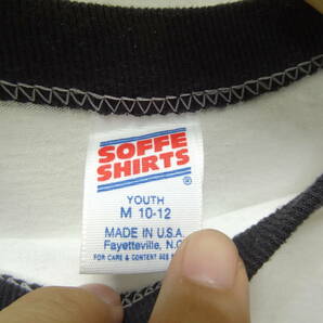 全国送料無料 アメリカ USA古着 80年代 肩切替 黒色X白色 SOFFE MADE IN USA 七分袖 ベースボールTシャツ 子供キッズ 10-12M(150)サイズ ①の画像2