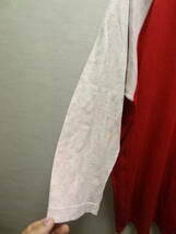 全国送料無料 アメリカ USA古着 80年代 赤色X杢グレー色 エディバウアー EDDIE BAUER MADE IN USA 8-9分袖 Tシャツ メンズ L ⑩_画像7