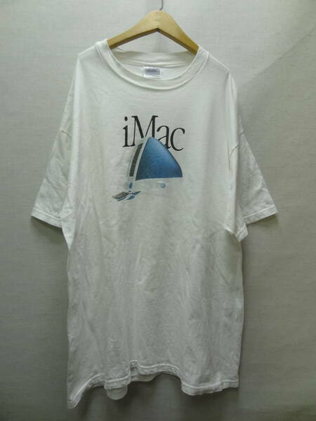 全国送料無料 レア !! アメリカ USA 古着 98年製 初代 アイマック iMac メンズ 半袖 プリント Hanes BEEFY-Tシャツ XL
