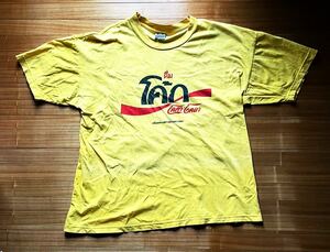 送料無料 THAI タイ語 イエロー Tシャツ 100％コットン タイ製