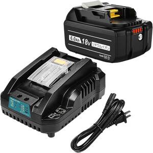 VANKO 互換 マキタ 18v バッテリー BL1860B 6000mAh大容量 一個付き.. マキタ 14.4v/18v 充電用 DC18RC付き 小型 マキタ バッテリー