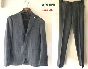 新品★最大値下げ LARDINI ラルディーニ シングルスーツ ストライプ柄 ブートニエール付属 グレー サイズ46 参考価格185,900円