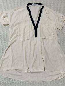 KBFbai цвет туника рубашка короткий рукав блуза свободный носорог рубашка с коротким рукавом карман футболка Urban Research женский tops включая доставку 