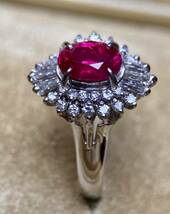 pt900 モザンビーク産非　非加熱　ピジョンブラッド　ルビー0.92ct リング　天然ダイヤモンド RUBY Jewel_画像2