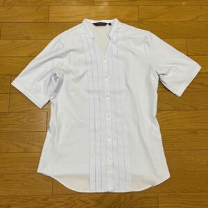 送料無料■BRICK HOUSE ブリックハウス ライトブルー ストライプ タック 半袖シャツ サイズS 東京シャツ