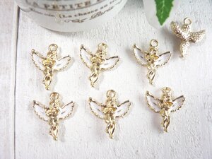  charm angel 6 piece insertion Angel Gold handicrafts parts handmade materials white #2708