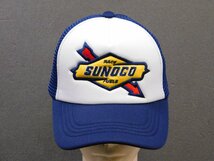 送料\350《 メッシュキャップ / SUNOCO 》※ アメカジ　モーター　企業柄　スノコ　刺繍　ネイビー×ホワイト_画像2