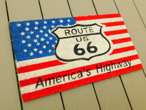 在庫処分します！【アメリカン コイヤーマット】※《ROUTE66・USA》玄関マット　アメリカン雑貨_画像1