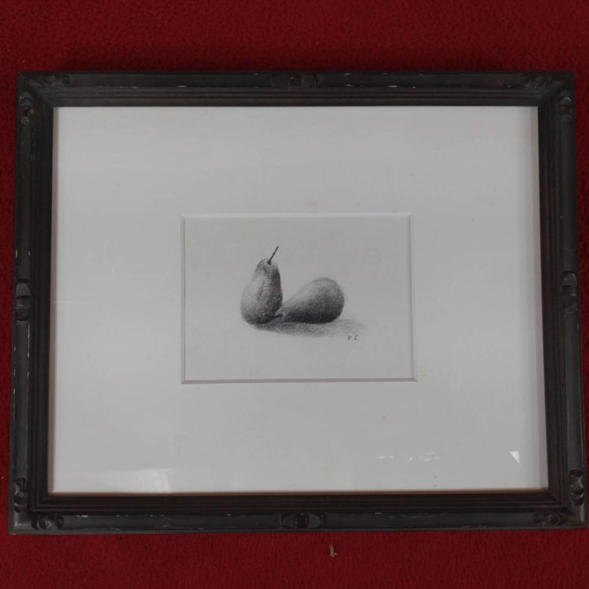 ② K.Sakuramoto K.SAKURAMOTO Silkscreen Framed Print Still Life Painting Autographed Wall Hanging Interior Object Inspection) Pear Pencil Drawing, artwork, print, silk screen