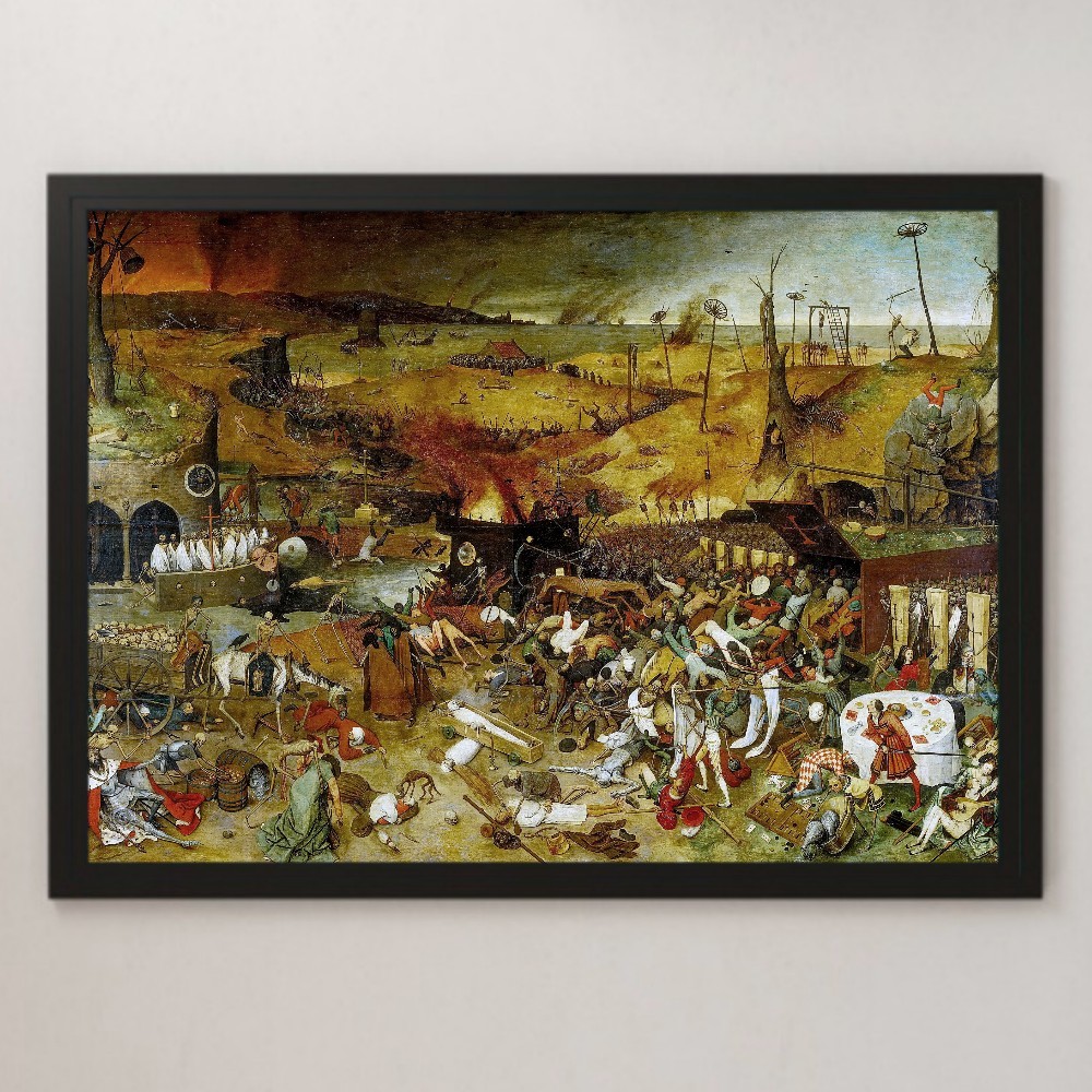 Brueghels „Der Triumph des Todes Gemälde Kunst Hochglanzplakat A3 Bar Café Klassische Inneneinrichtung Christentum Religiöse Malerei Hölle Memento Mori, Residenz, Innere, Andere