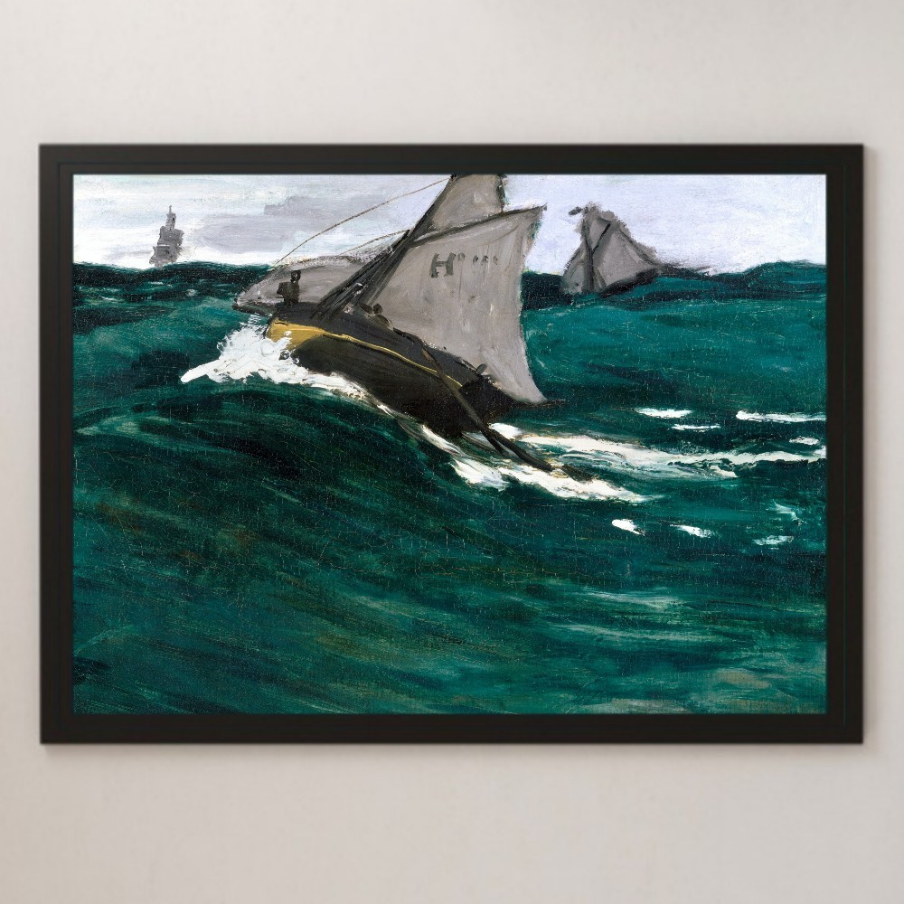 Claude Monet Grüne Wellen Gemälde Kunst Glanz Poster A3 Bar Café Klassisch Retro Innenlandschaft Impressionismus Meer Yacht Segeln, Residenz, Innere, Andere