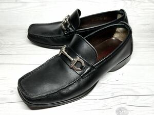 【即決】Salvatore Ferragamoフェラガモ ガンチーニ メンズ 6 24.5cm程度 ビットローファー 黒 本革 革靴 ブラック くつ