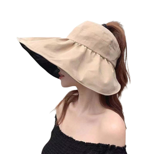 新品●送料無料●レディース 帽子 つば広 おおつば日よけ 折り畳みハット 紫外線95％カット 紐付き★キャメル
