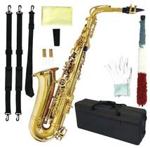 セール中668 アルトサックス11点セット E Saxophone ゴールドラッカー ケース付き_画像2