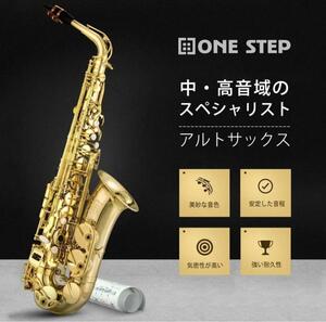 セール中668 アルトサックス11点セット E Saxophone ゴールドラッカー ケース付き