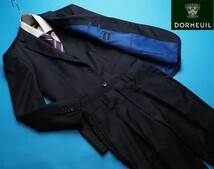 新品14.3万円 大手百貨店扱い 日本製 秋冬『DORMEUIL ドーメル ROYAL 英国生地』ウール100% 艶感 スリーピース スーツBB7濃紺(NV) 3162-3p_画像1