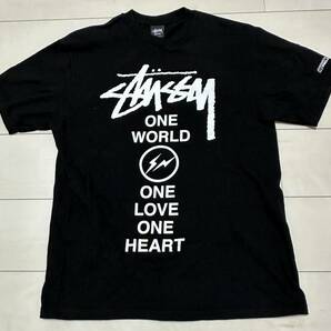 ステューシー×フラグメントデザイン ONE WORLD ONE LOVE Tee 黒 Mサイズ stussy 限定 古着 ボロ fragment design