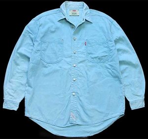 ★90s Levi'sリーバイス カラーデニムシャツ ライトブルー★オールド ビンテージ ダンガリー ワーク オーバーサイズ ビッグサイズ