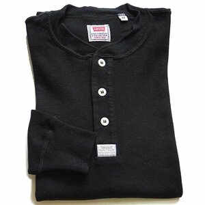 ★90s イタリア製 Levi'sリーバイス ヘンリーネック コットン アンダーシャツ 黒 M★ユーロ オールド インナー カットソー ブラック 無地