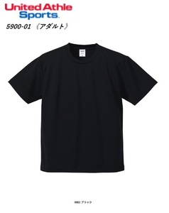 [ネコポス発送/2枚まで]◆UnaitedAthle 5900-01【0002ブラック・Lサイズ】4.1オンスドライアスレチックTシャツが、即決490円 