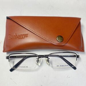 【未使用保管品】Burberry バーバリー BE 1027T 1003 52□18 140 ブラック　チタンフレーム　ケース付　b308234