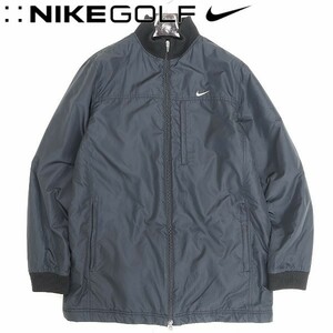 ◆NIKE GOLF ナイキゴルフ ナイロン 中綿 ジップアップ ジャケット ブラック MEN'S L