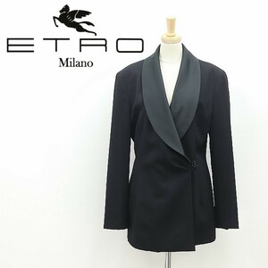 ◆ETRO エトロ 裏地総柄 ショールカラー タキシード ドレス ジャケット 黒 ブラック 42