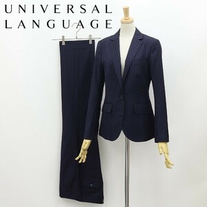 ◆UNIVERSAL LANGUAGE ユニバーサル ランゲージ×伊カノニコ SUPER110's ストライプ柄 1釦 ジャケット＆パンツ スーツ セットアップ 38