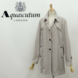 ◆Aquascutum アクアスキュータム ドット柄 スプリング コート アイボリー×ブラウン 8