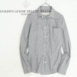 ◆GOLDEN GOOSE DELUXE BRAND ゴールデングース デラックス ブランド ストライプ シャツ ネイビー×ホワイト系 XS