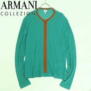  domestic regular goods *ARMANI COLLEZIONI Armani ko let's .-ni cut and sewn pull over blue green group S