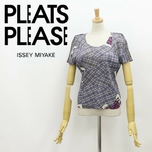 美品◆PLEATS PLEASE プリーツ プリーズ イッセイミヤケ プリーツ加工 チェック×トランプ柄 トップス