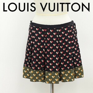  domestic regular goods *LOUIS VUITTON Louis Vuitton silk 100% Heart pattern pleat flair miniskirt black black 36