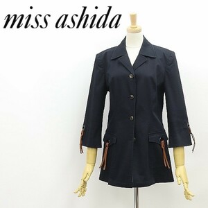 ◆miss ashida ミスアシダ ストレッチ レザー使い コットン スプリング コート 黒 ブラック 9