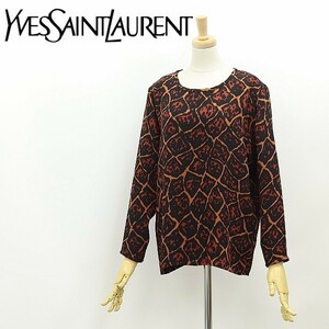 ヴィンテージ◆Yves Saint Laurent イヴサンローラン シルク100％ 総柄 ブラウス トップス 36 フランス製