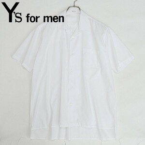 ◆Y's for men ワイズ フォーメン ヨウジヤマモト コットン 半袖 オープンカラー シャツ 白 ホワイト