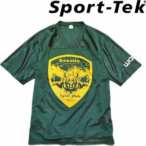 1点物◆メッシュSEATTLEフットボールTシャツ古着メンズSMレディースOKアメカジ90sストリートスポーツブランド/ポロシャツ緑シアトル559410