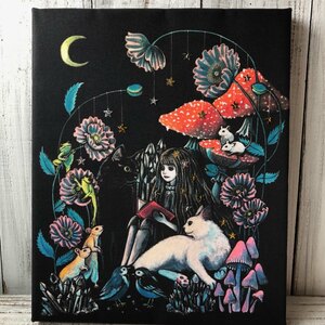 Art hand Auction 星月猫★アート｢続きを聞かせて｣絵画 木製パネル貼り F3サイズ複製画｢005｣猫, ホビー, カルチャー, 美術品, その他