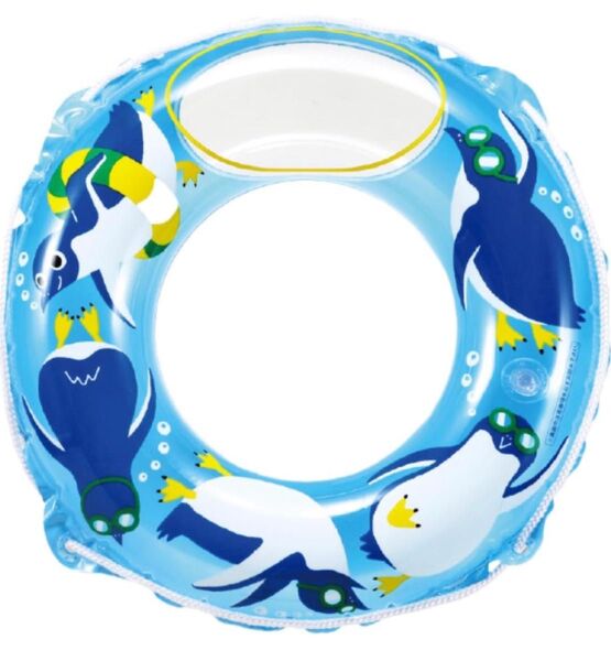【新品】ヒオキ 浮き輪 のぞけるウキワ50ブルー ペンギン 50cm