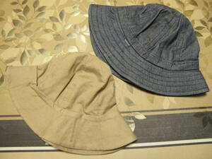 ２個セット　帽子　ベージュ　シビラ　綿　麻　日本製　と　ネイビー　ノーブランド　コットン