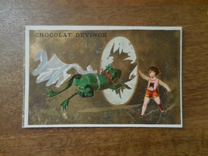フランス☆アンティーク【CHOCOLAT DEVINCK】クロモカード クロモ クロモス かえる カエル 蛙 紙もの