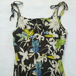  free shipping (^O^) used *TABASA* shoulder himo*. floral print * long dress 