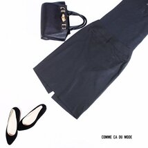 美品 コムサデモード COMME CA DU MODE ■ 定番 さらり スーツ素材 サマーウール タイトスカート スーツ M 9号 ブラック 黒 ビジネス_画像1
