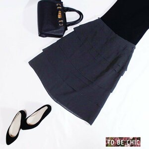  beautiful goods TO BE CHIC toe Be Schic stock ) three . association # spring summer knees under height A line step frill chiffon skirt flair skirt 40 11 number black black 