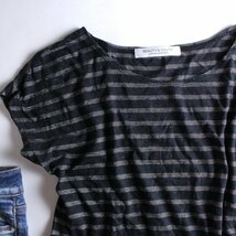 薄手 ビューティ＆ユース BEAUTY & YOUTH ユナイテッドアローズ ■ ラメ ボーダー柄 半袖カットソー Tシャツ ブラック 黒 シルバーラメ_画像2