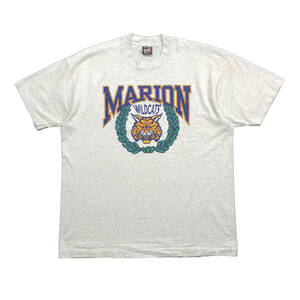 90S USA製 ヴィンテージ マリオン大学 ワイルドキャッツ ロゴプリント Tシャツ メンズXL シングルステッチ 古着 BA2275