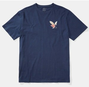 AE*アメリカンイーグル/US:XXL/ネイビー/胸イーグルプリント半袖Tシャツ