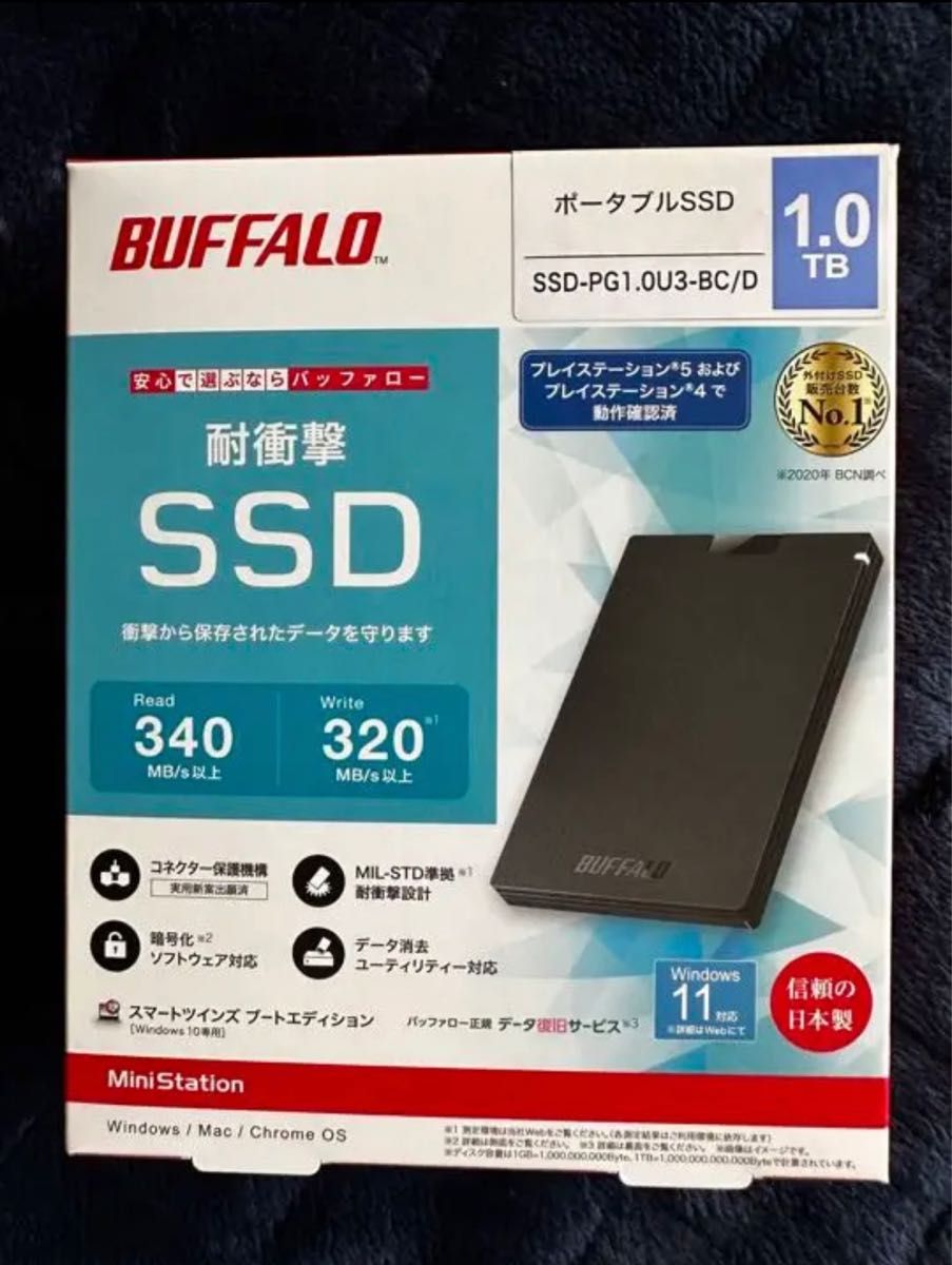 BUFFALO 外付けSSD 1TB SSD-PG1 0U3-BC｜PayPayフリマ