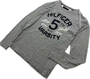 TOMMY HILFIGER ☆ カレッジ デザイン 長袖 Tシャツ ロンT グレー S アメカジ 休日 大人カジュアル 定番 古着 トミーヒルフィガー■FF134