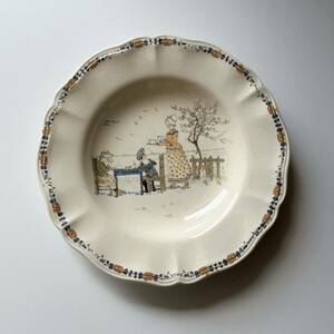 希少　Sarreguemines サルグミンヌ　/ “Enfants Richard”　愛らしい子供たちのプレート　深皿　スープ皿　(c)